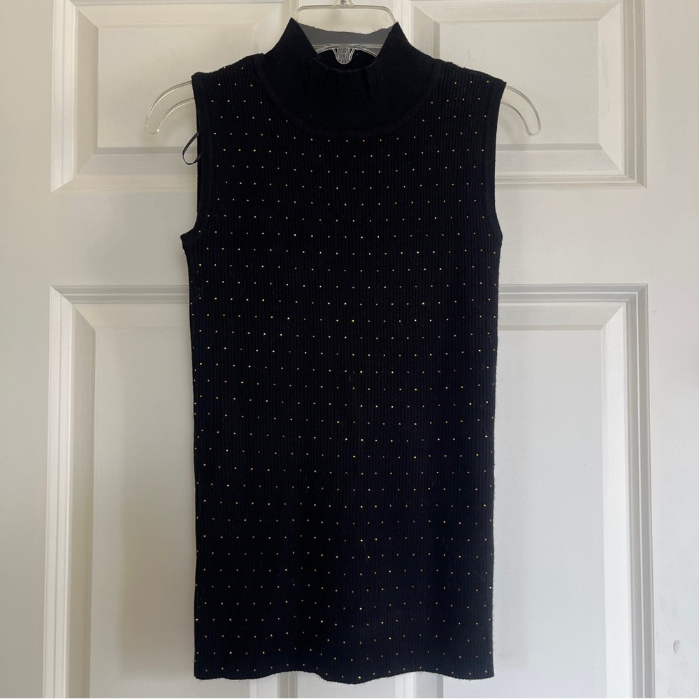 Tahari Black Top with Gold Accents